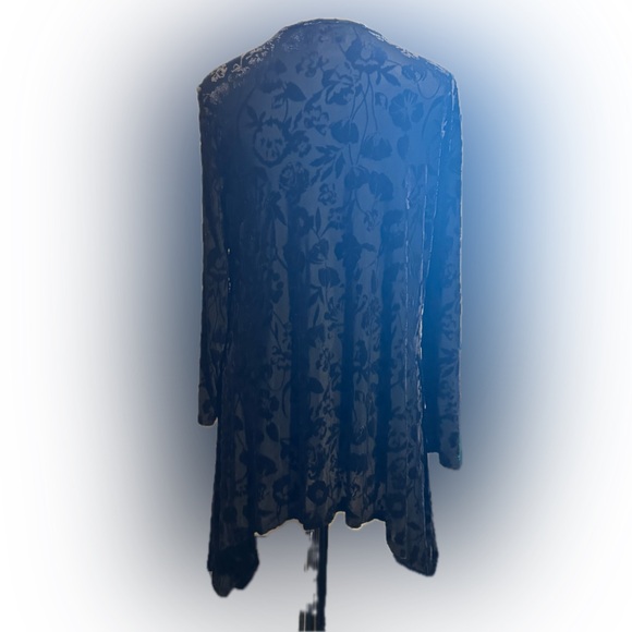 VTG Y2K 90’s GNW Black Velvet Burnout Asymmetrical top with keyhole‎ women XL - Picture 3 of 6